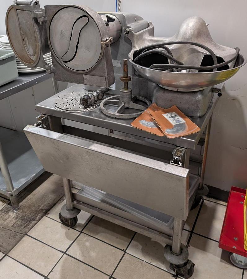 Used Hobart Buffalo Chopper with Attachments and Custom Table I