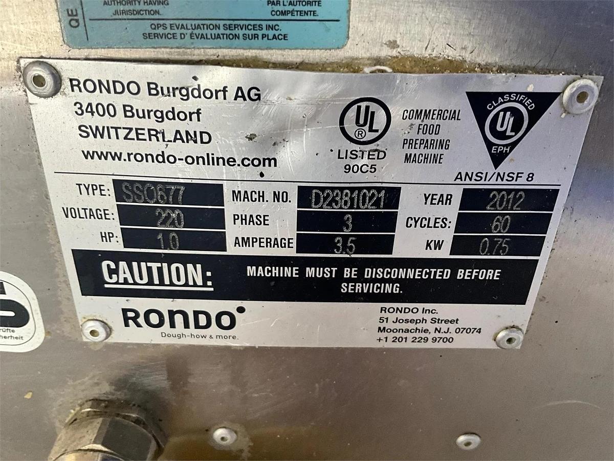 Used Rondo butterfly dough reversible sheeter SC0677