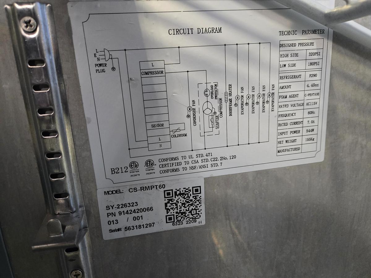 Used CoolSteel CS-RMPT60 Refrigerated Prep Table