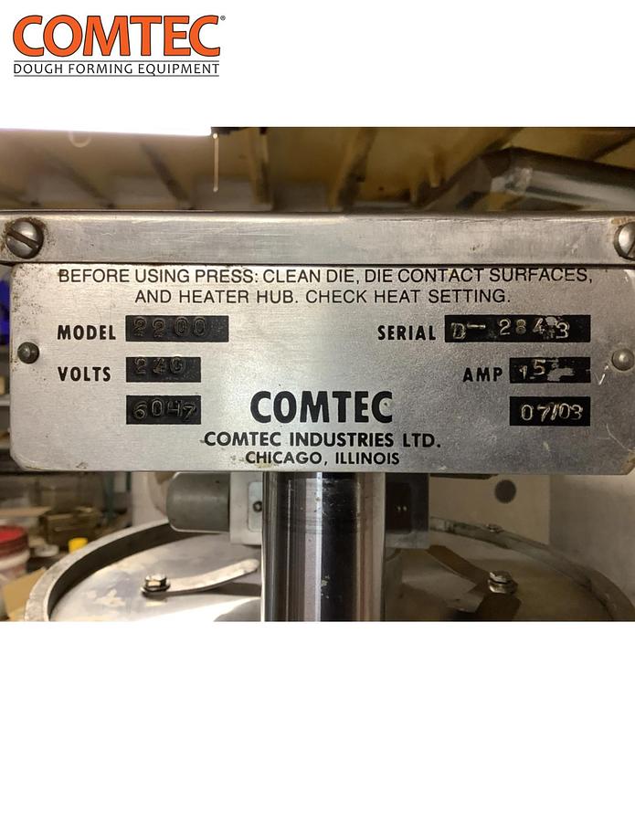 Used Comtec 2200 Pie Tart Hydraulic Press