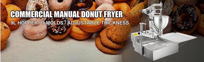 Donut Fryer Manual Commercial Mini Donut Maker 9L Capacity Hopper Donut Fryer Commercial 3 Donut Moulds Donut Machine