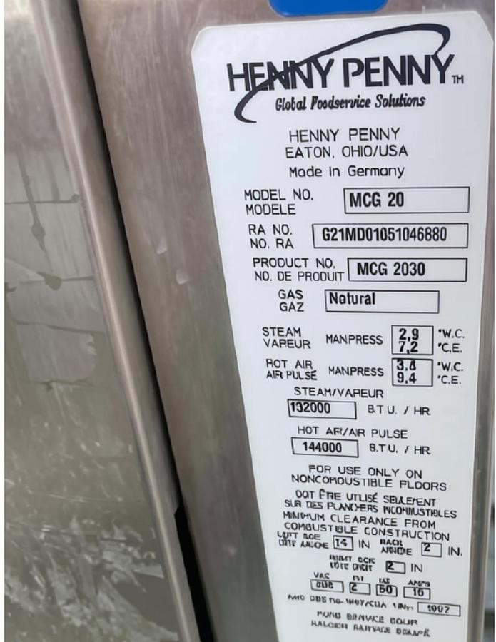 Used Henny Penny MCG Natural Gas Combi Oven - MCG 20