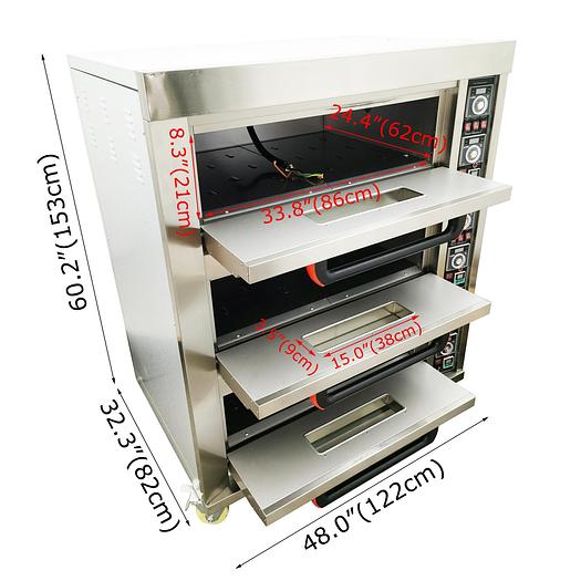220V Commercial Three-layer Electric Pizza Oven Six-plate 19.8KW - BIG SAVINGS PRICE SLASHED