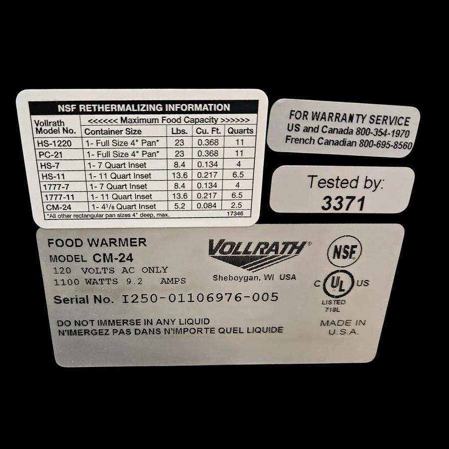 Used Vollrath Caynne CM-24 - Food Warmer