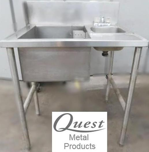 Used QUEST POT SINK WIH DRAINBOARD AND FAUCET