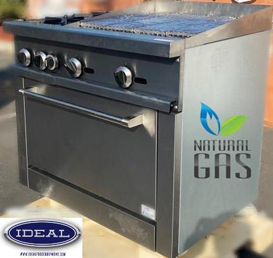 Oven with 24" char broiler and 2 open burners