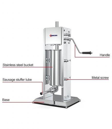 11 lbs/ 5 kg Stainless Steel Vertical Gear Drive Manual Sausage Stuffer