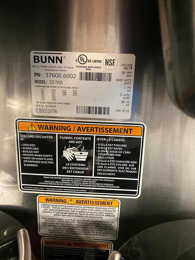 Used BUNN ICB TWIN Infusion Series Coffee Brewer
