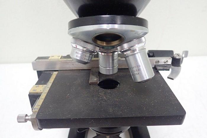 Used Vintage Bausch and Lomb 16033-443 Microscope with 3 Objectives & Condenser