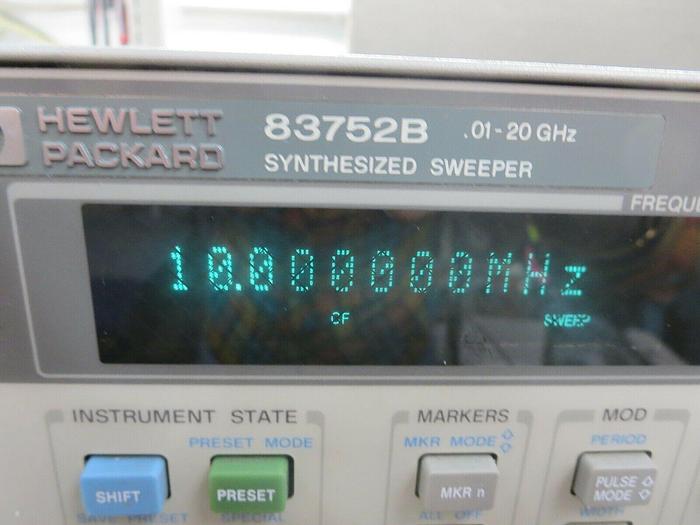 Used H-P, 83752B, Synthesized Sweeper (#2), .01-20 GHZ, Powers On,For Parts Or Repair