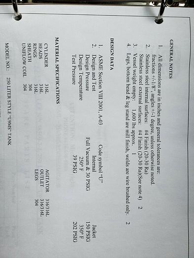 Used Lee 250 316 SS Vacuum pressure Double Motion Processor mixing tank, load cells