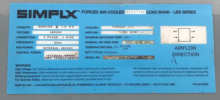 2000 Simplex Saturn Load Bank