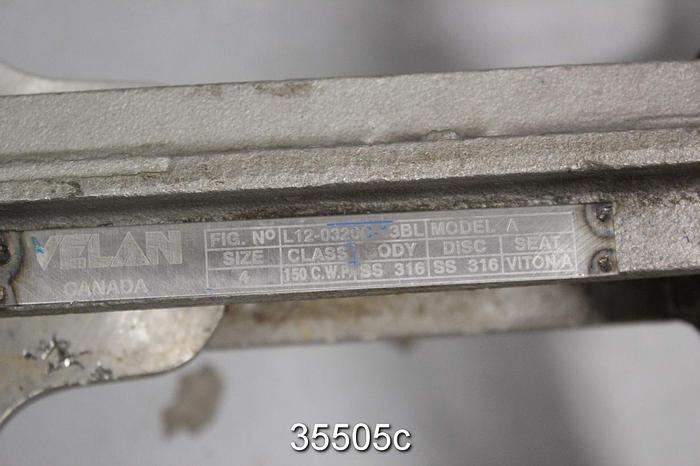 Used Velan L12-0320C-13BL 4" Hand Operated Knife Gate Valve #35505