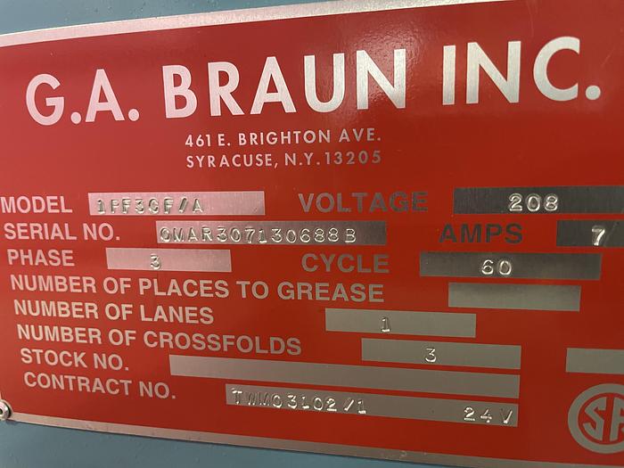 Used 2007 Braun sheet folder with stacker