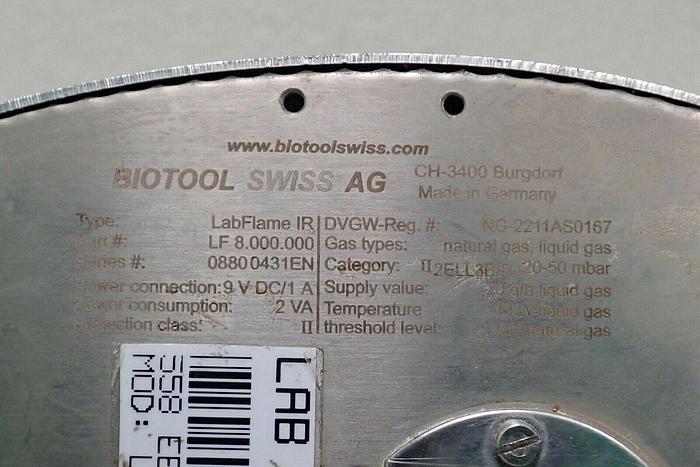 Used Lot of 2 Biotool NeuTec LabFlame IR Laboratory Bunsen Burners with AC Adaptor