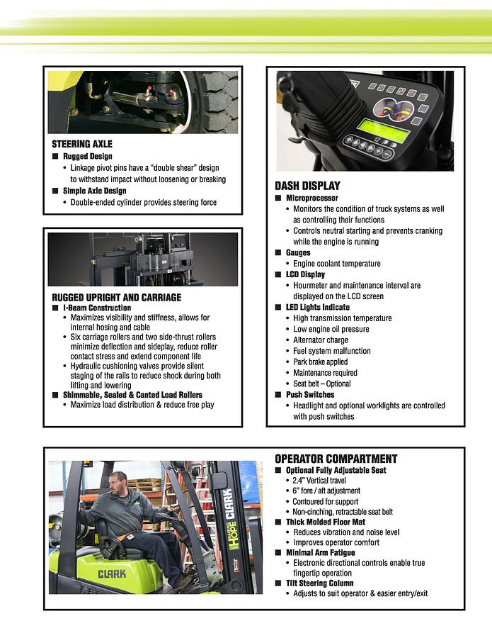 New Clark C15 IC Combustion LPG Propane Pneumatic Tires 3000lbs Capacity