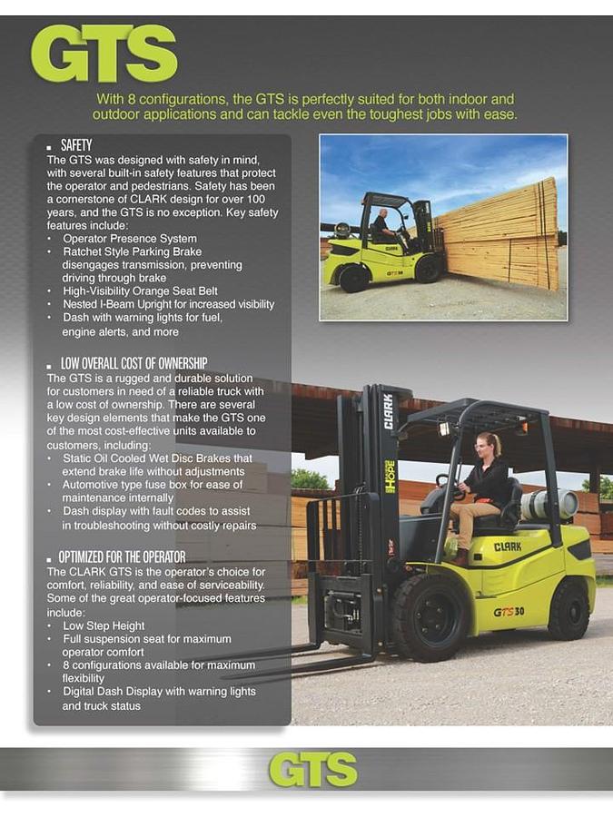 NEW Clark GTS33L IC Combustion LPG Pneumatic Tires 6600lbs capacity