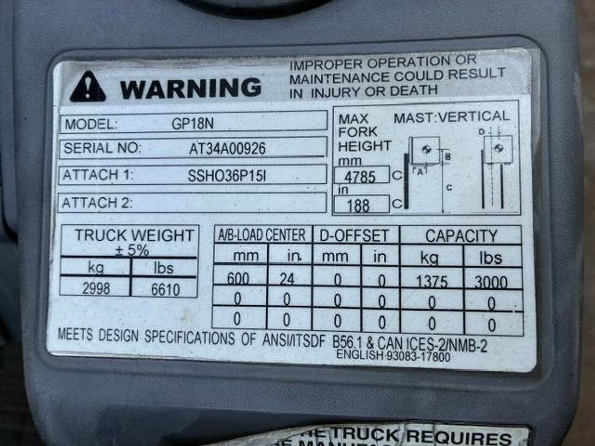 Used 2018 Caterpillar GP18N