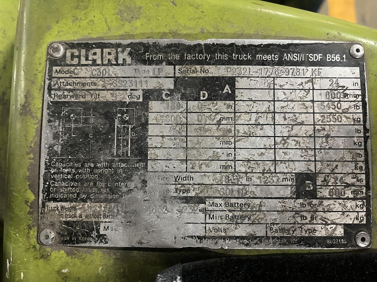 Used 2016 Clark C30L