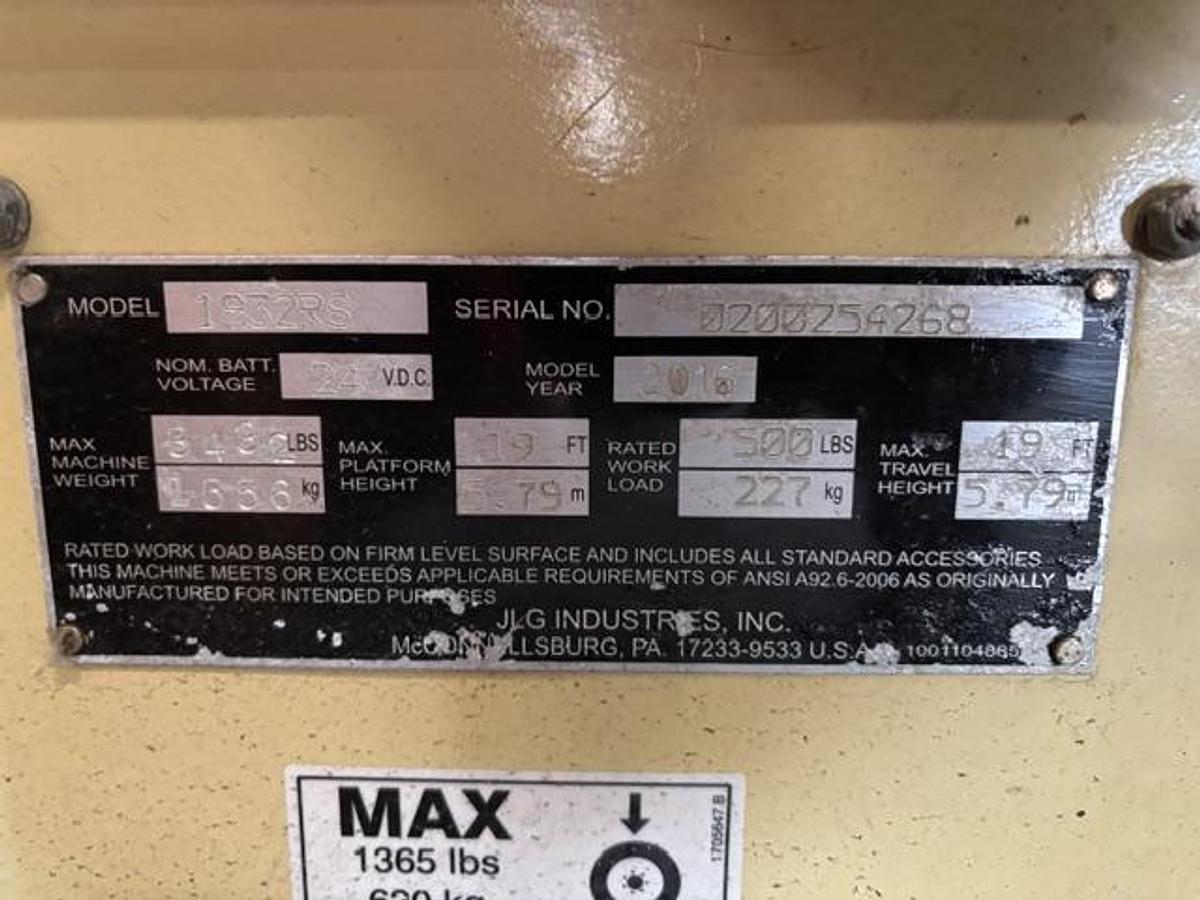 Used 2016 JLG 1932RS