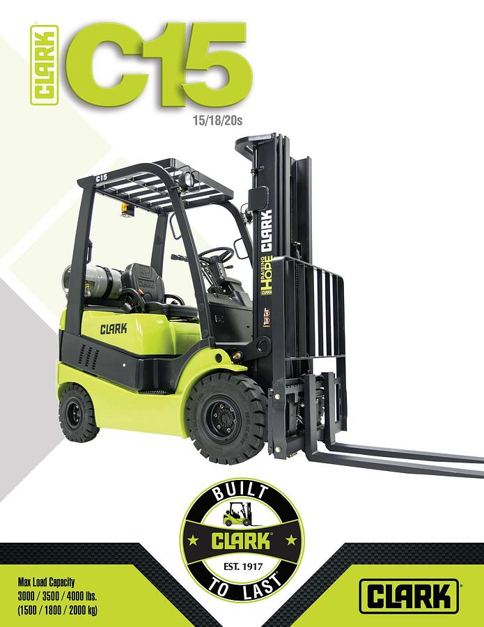 New Clark C15 IC Combustion LPG Propane Pneumatic Tires 3000lbs Capacity