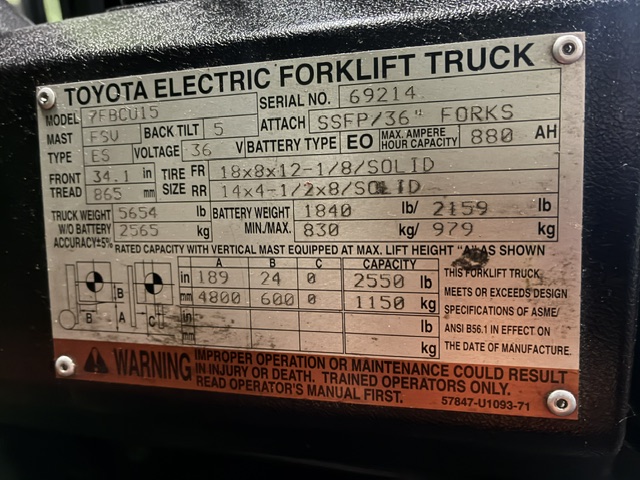 Used 2017 Toyota 7FBCU15