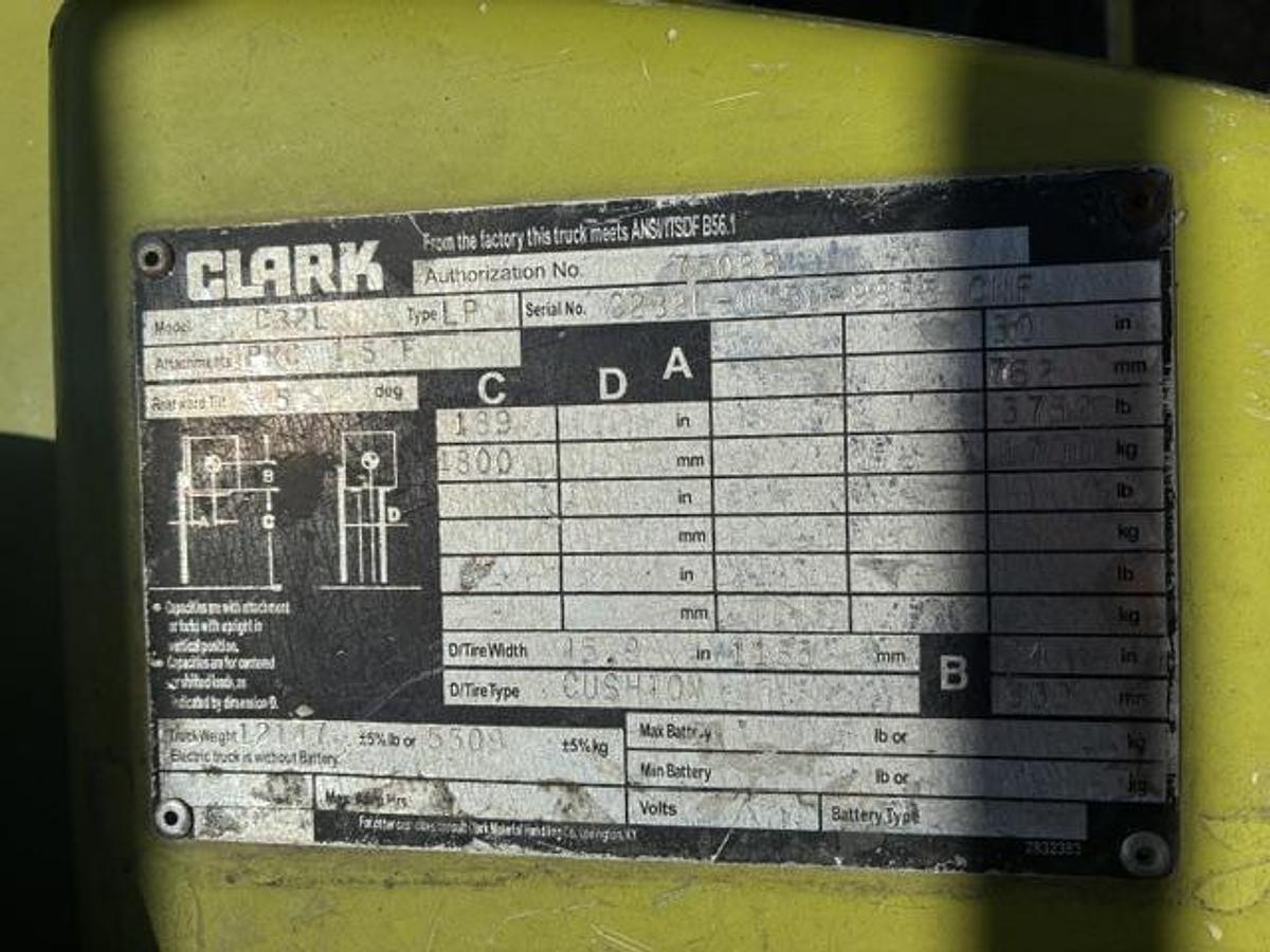 Used Clark IC-Cushion Tires 6,500lbs Capacity