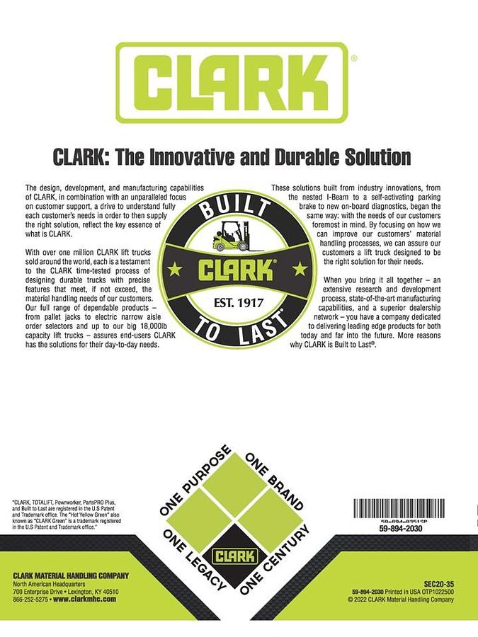 NEW Clark ELECTRIC SE25C Cushion Tires 5000lbs capacity 