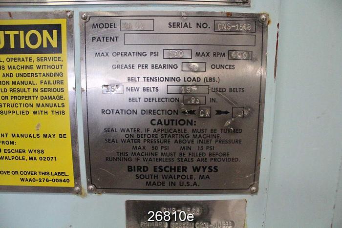 Used Bird Escher Wyss Centriscreen 41 Primary Paper Machine Pressure Screen, Basket Hole Size 0.062" #26810