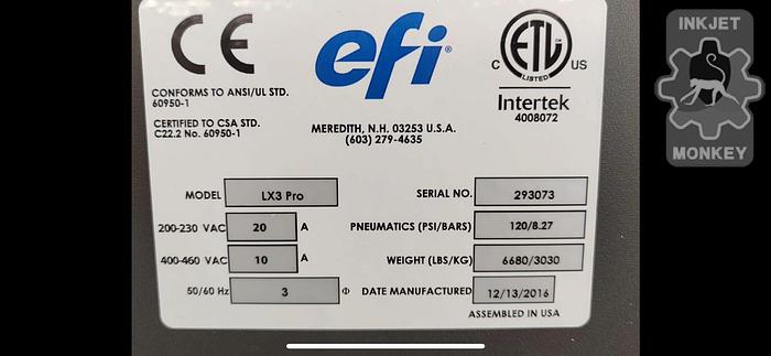 Used 2016 EFI VUTEk LX3 Pro