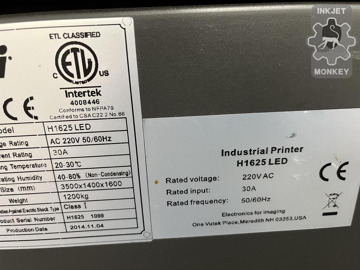 Used 2014 EFI VUTEk H1625 LED Printer