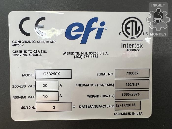 Used **OFFER ACCEPTED** 2015 EFI VUTEk GS3250x