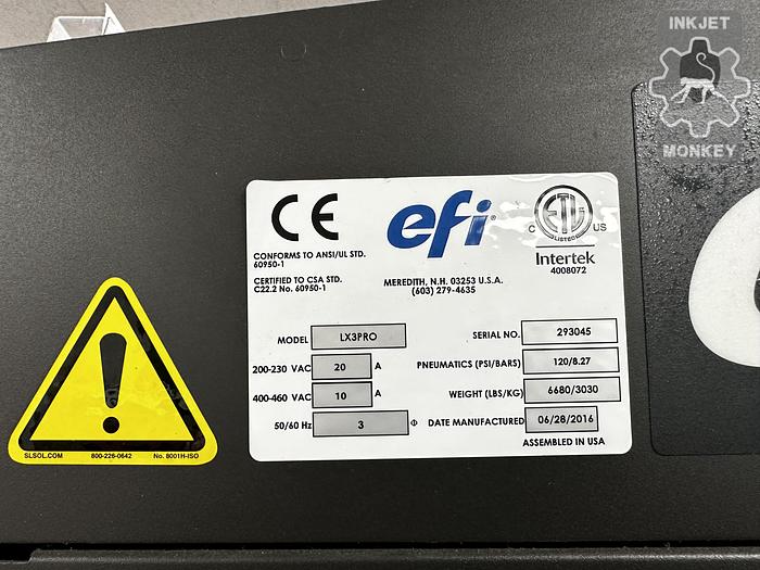 Used 2016 EFI VUTEk LX3 Pro