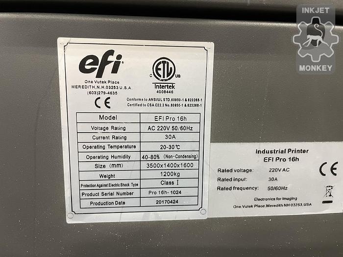 Used EFI VUTEk Pro 16h LED