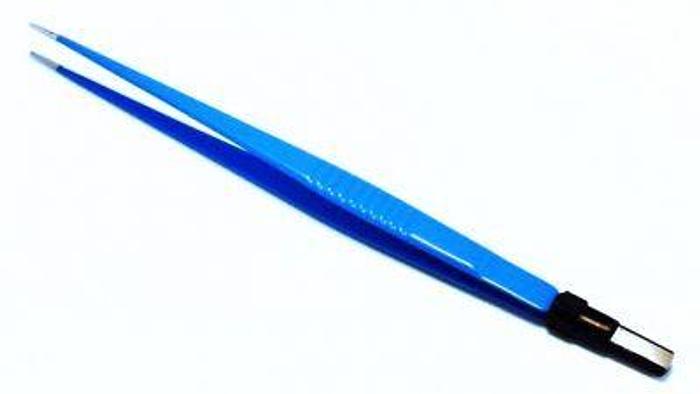 Used Forceps Diathermy Bipolar Medium Points Straight Blue Coating 178mm (7in)