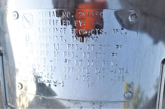 Used Tank, 15 Gallon, S/st, 110 PSI, 14" X 26.5", Binks (9) #S744049