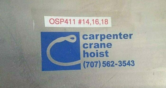 1000 Lb Carpenter Crane Hoist Lift Stainless Steel Food Clean Room Pharmaceutical Watch Video!