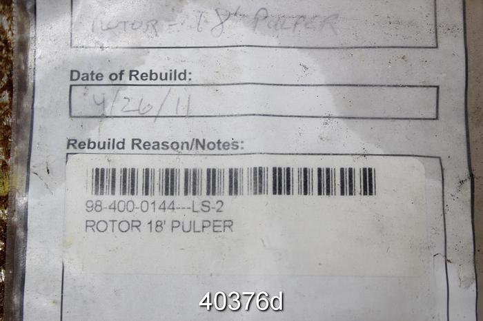 Refurbished Black Clawson Vokes Rotor, 68" Outer Diameter, 8-Vane #40376