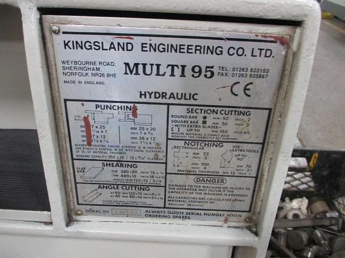 Used 95 TON KINGSLAND HYDRAULIC IRONWORKER