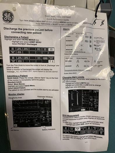 Used GE Dash 2500 Patientenmonitor mit Zubehör