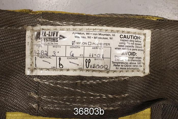 Used All-lift Systems 94B2 Sling, 6' Length, 3' Width, Basket 18000 #36803