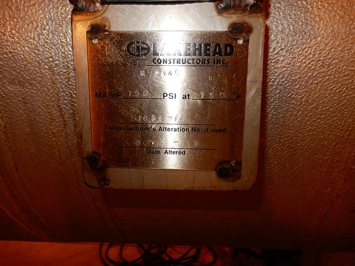 Used LAKEHEAD HEAT EXCHANGER MAWP 150 PSI AT 250 DEGREES F