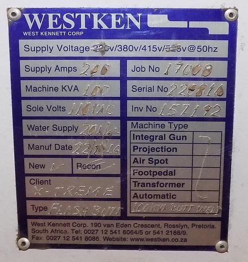 Used 2016 Weskent Flash Butt welder