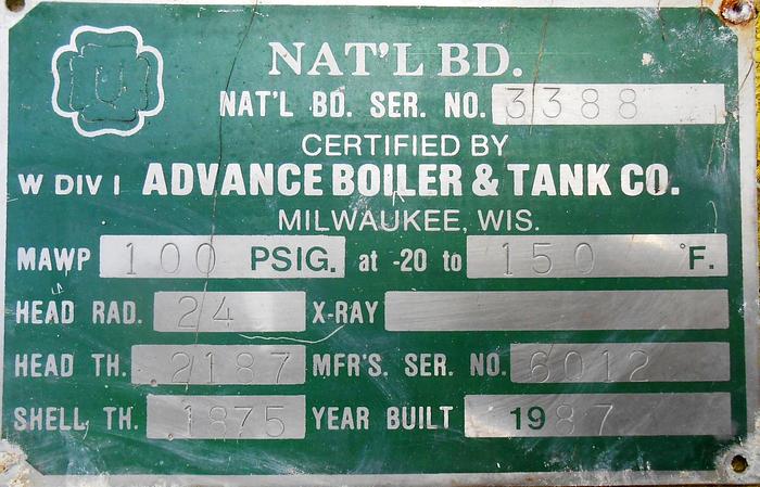 Used Tank, 150 Gallon, 316 Stainless Steel, 29" x 56", Advance DB/ST #S742215
