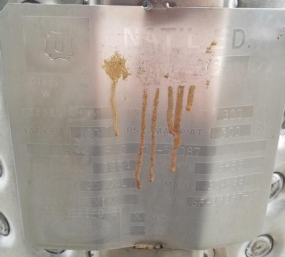 Used Tank, 25 Gallon, S/st, Walker Stainless, Jkt, FT/DB, #S742726