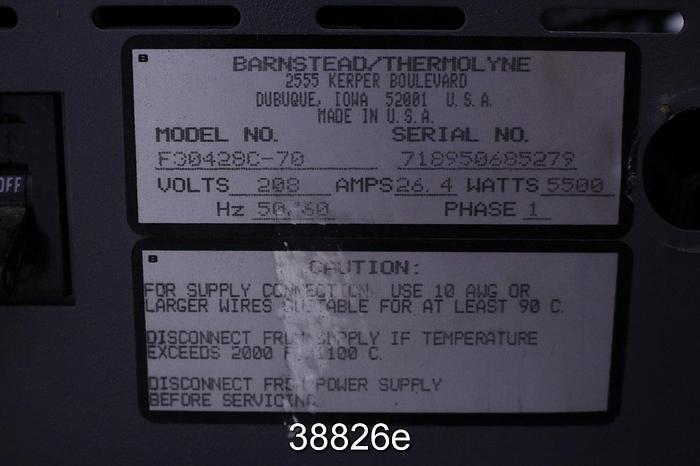 Used Barnstead/Thermolyne F30428C-70 20400 Furnace #38826