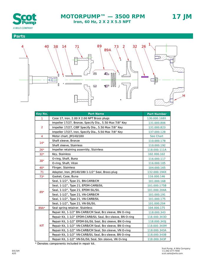 New Scot 5 hp centrifugal pump, Model 15, TEFC motor, 135 gpm @ 37 psi, 2” Connections