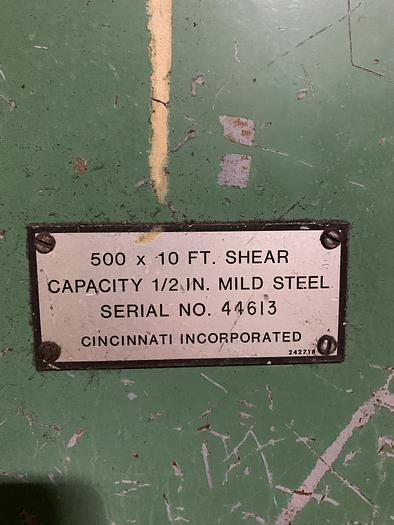 Used Cincinnati Hydraulic Power Squaring Shear