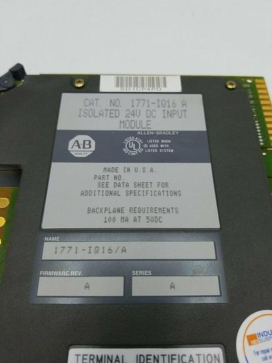 Used ALLEN BRADLEY 1771-IQ16 A ISOLATED INPUT MODULE 24VDC