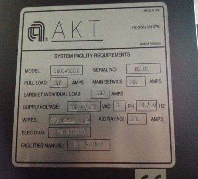 Used 2005 AMAT AKT 1600